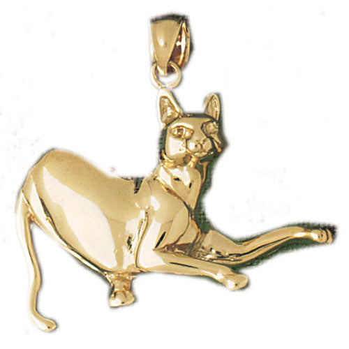 14k Yellow Gold Cat Charm