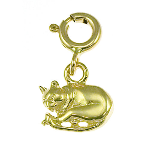 14k Yellow Gold Cat Charm