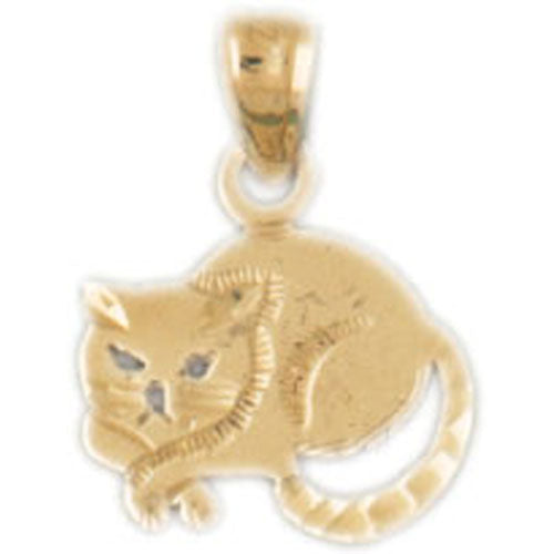 14k Yellow Gold Cat Charm