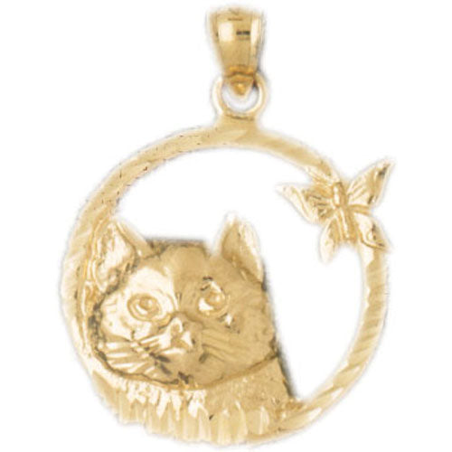 14k Yellow Gold Cat Charm