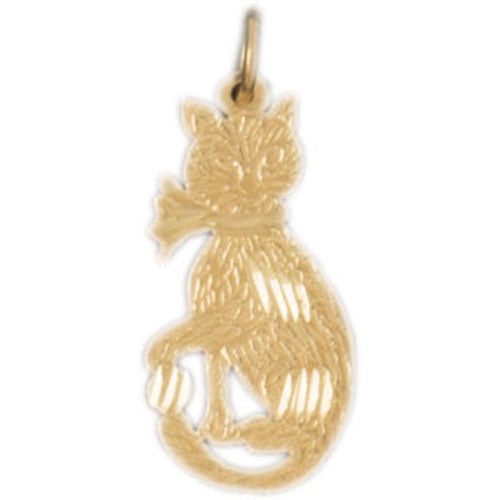 14k Yellow Gold Cat Charm