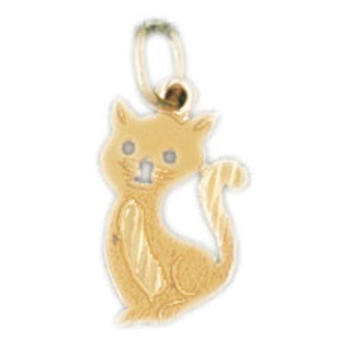 14k Yellow Gold Cat Charm