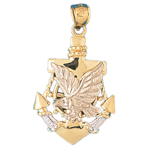 14k Gold Two Tone Anchor and Eagle Charm