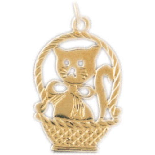 14k Yellow Gold Cat Charm