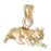 14k Yellow Gold Cat Charm