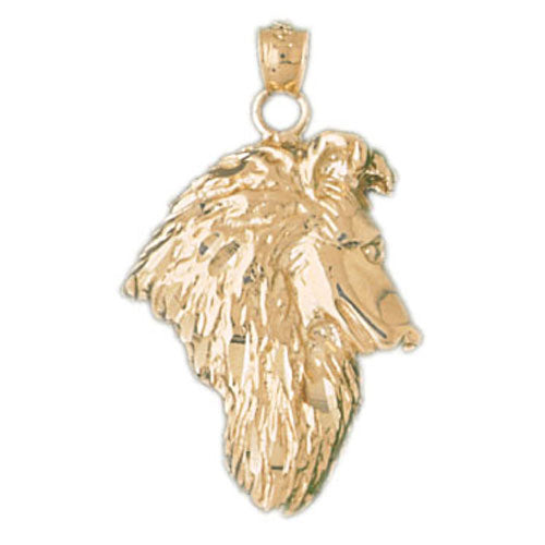 14k Yellow Gold Collie Dog Charm