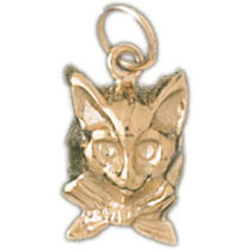 14k Yellow Gold Cat Charm