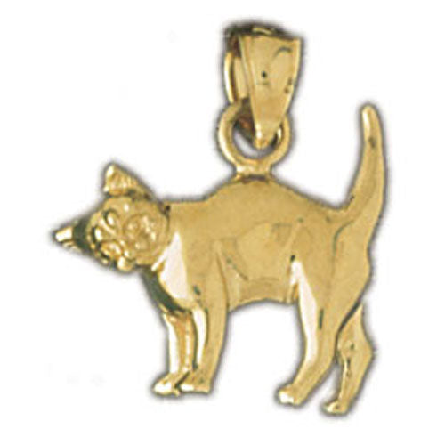 14k Yellow Gold 3-D Cat Charm