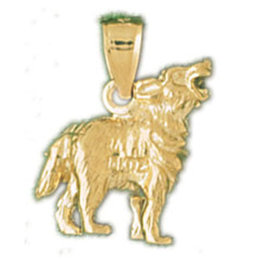 14k Yellow Gold 3-D Husky Dog Charm