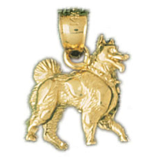 14k Yellow Gold 3-D Husky Dog Charm