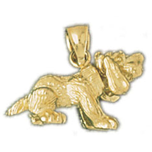 14k Yellow Gold 3-D Basset Hound, moveable Charm