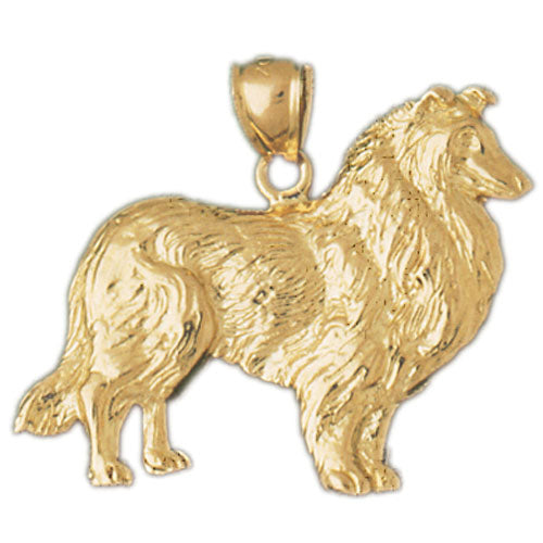 14k Yellow Gold Collie Dog Charm