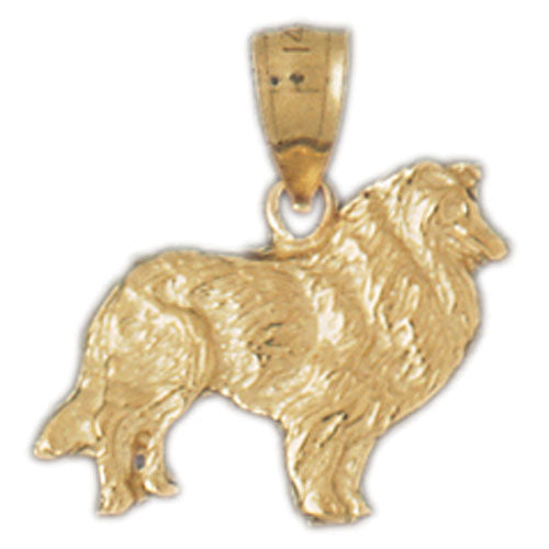 14k Yellow Gold Collie Dog Charm