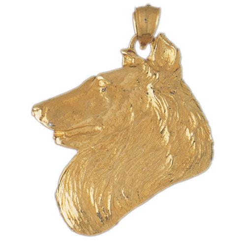 14k Yellow Gold Collie Dog Charm