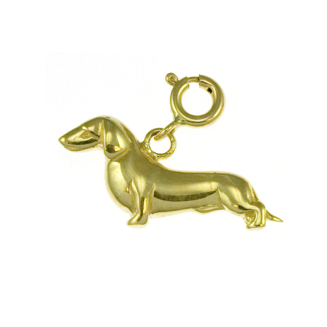 14k Yellow Gold Dauchshund Dog Charm