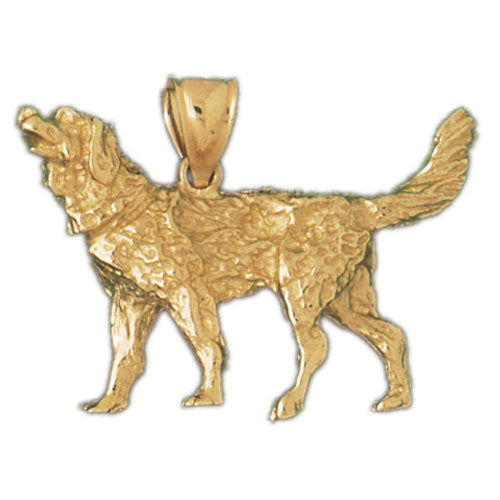 14k Yellow Gold 3-D Golden Retriever Dog Charm
