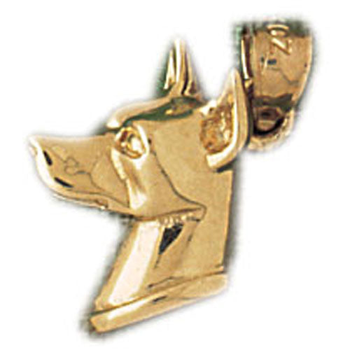 14k Yellow Gold Doberman Dog Charm