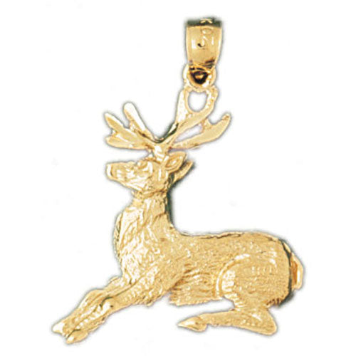 14k Yellow Gold Deer Charm