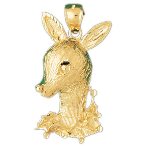 14k Yellow Gold Deer Charm