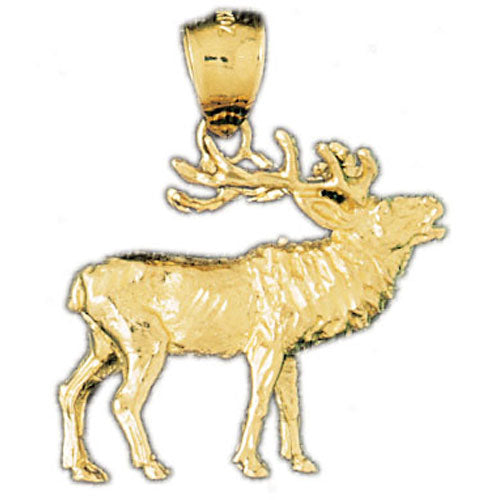 14k Yellow Gold 3-D Elk Charm