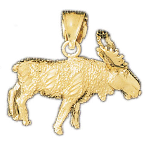 14k Yellow Gold 3-D Moose Charm