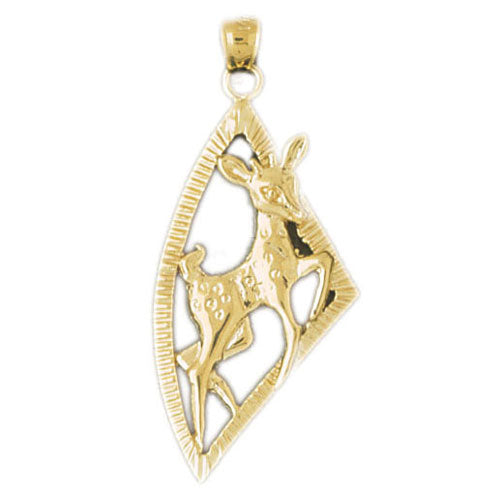 14k Yellow Gold Deer Charm