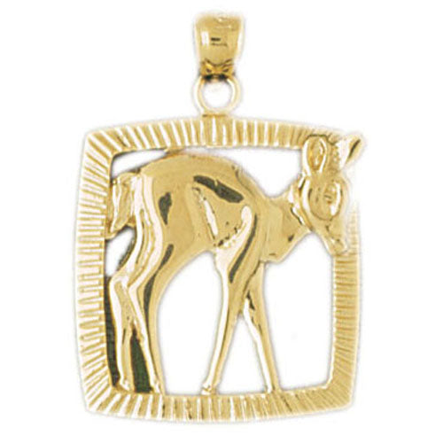 14k Yellow Gold Deer Charm