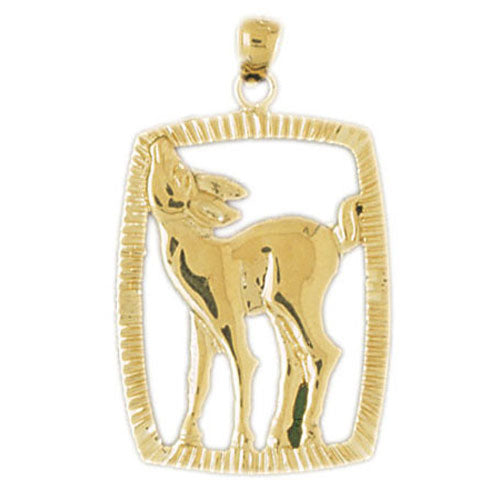 14k Yellow Gold Deer Charm