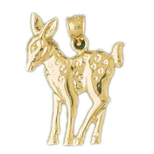 14k Yellow Gold Deer Charm