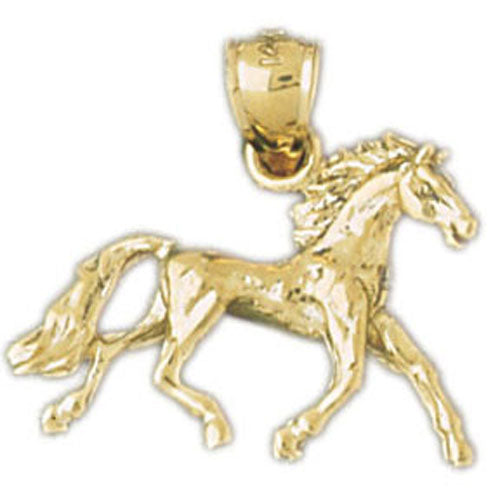 14k Yellow Gold 3-D Mustang Charm