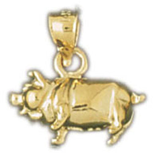 14k Yellow Gold 3-D Hog Charm
