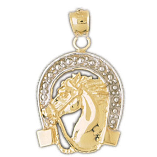 14k Gold Two Tone Horse Shoe and Horse Charm