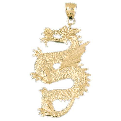 14k Yellow Gold Dragon Charm