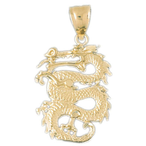 14k Yellow Gold 3-D Dragon Charm