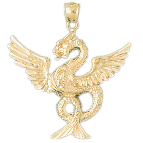 14k Yellow Gold Dragon Charm