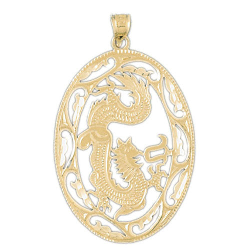 14k Yellow Gold Dragon Charm