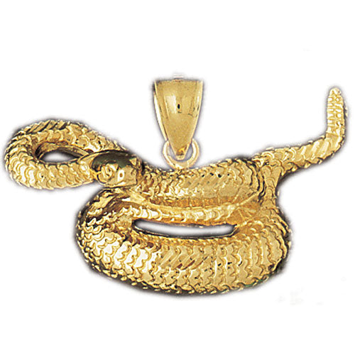14k Yellow Gold Rattle Snake Charm