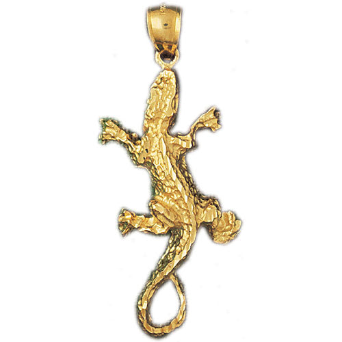 14k Yellow Gold Lizard Charm