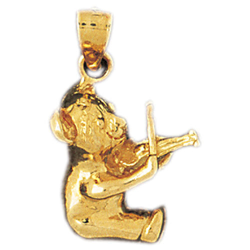 14k Yellow Gold Teddy Bear with Violin Charm