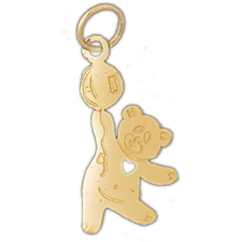 14k Yellow Gold Teddy Bear with Balloons Charm
