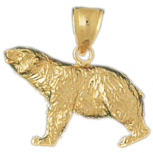 14k Yellow Gold Brown Bear Charm