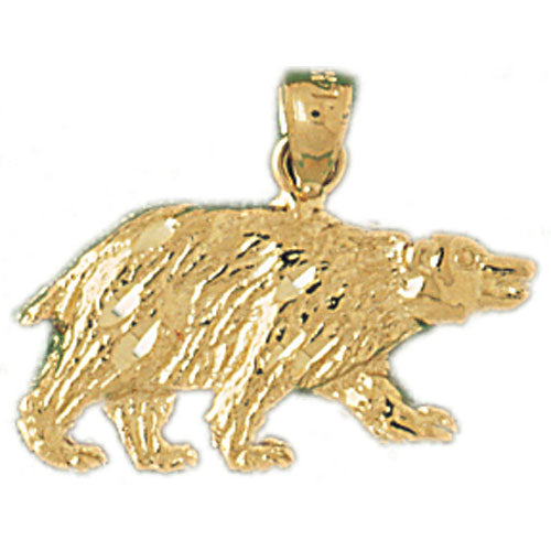 14k Yellow Gold Brown Bear Charm