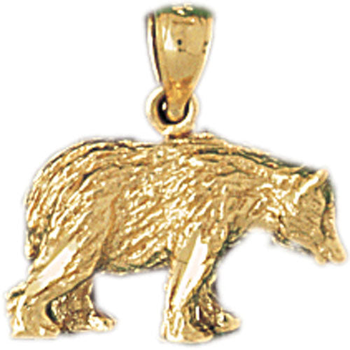 14k Yellow Gold 3-D Grizzley Bear Charm