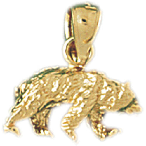14k Yellow Gold 3-D Grizzley Bear Charm