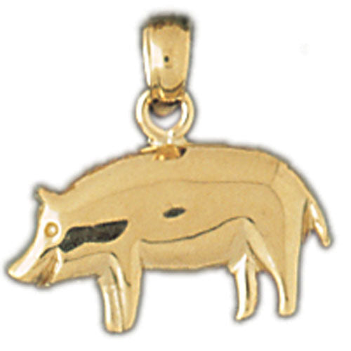 14k Yellow Gold Pig Charm