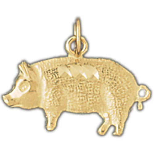 14k Yellow Gold Pig Charm