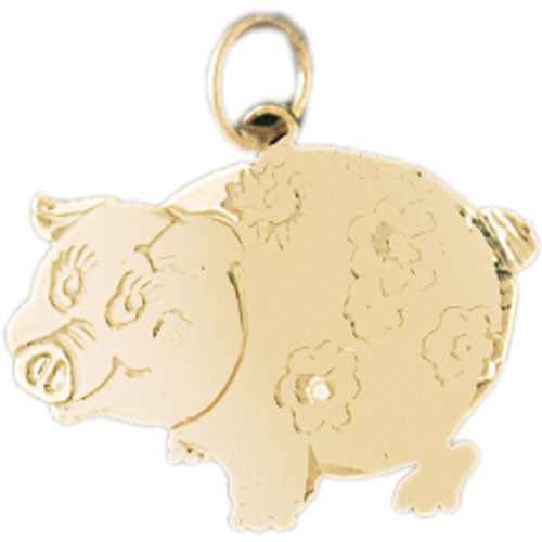 14k Yellow Gold Pig Charm