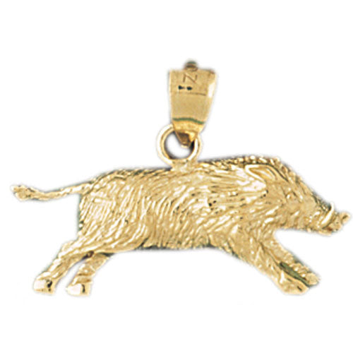 14k Yellow Gold Boar Charm