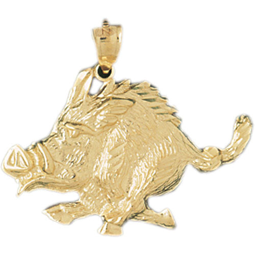 14k Yellow Gold Boar Charm