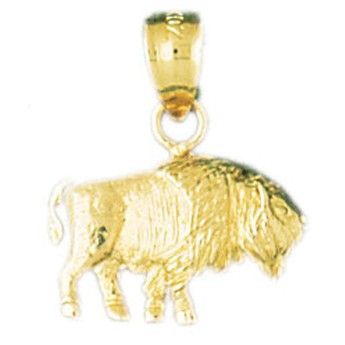 14k Yellow Gold Bison Charm